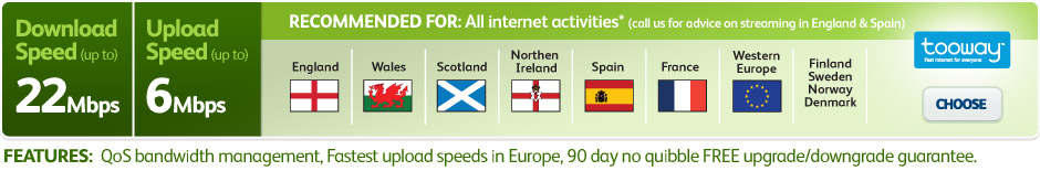 22Mbps download, 6Mbps upload